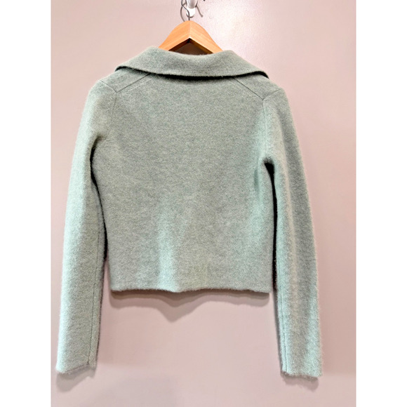 VINCE 100% cashmere Thick V neck Collared cardigan sage minimalist Size XS - Picture 3 of 6